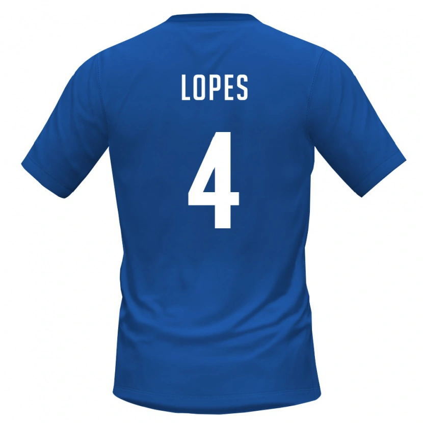 Danxen Hombre Camiseta Cabo Verde Roberto Lopes #4 Azul Real Rojo 1ª Equipación 26-28 La Camisa México
