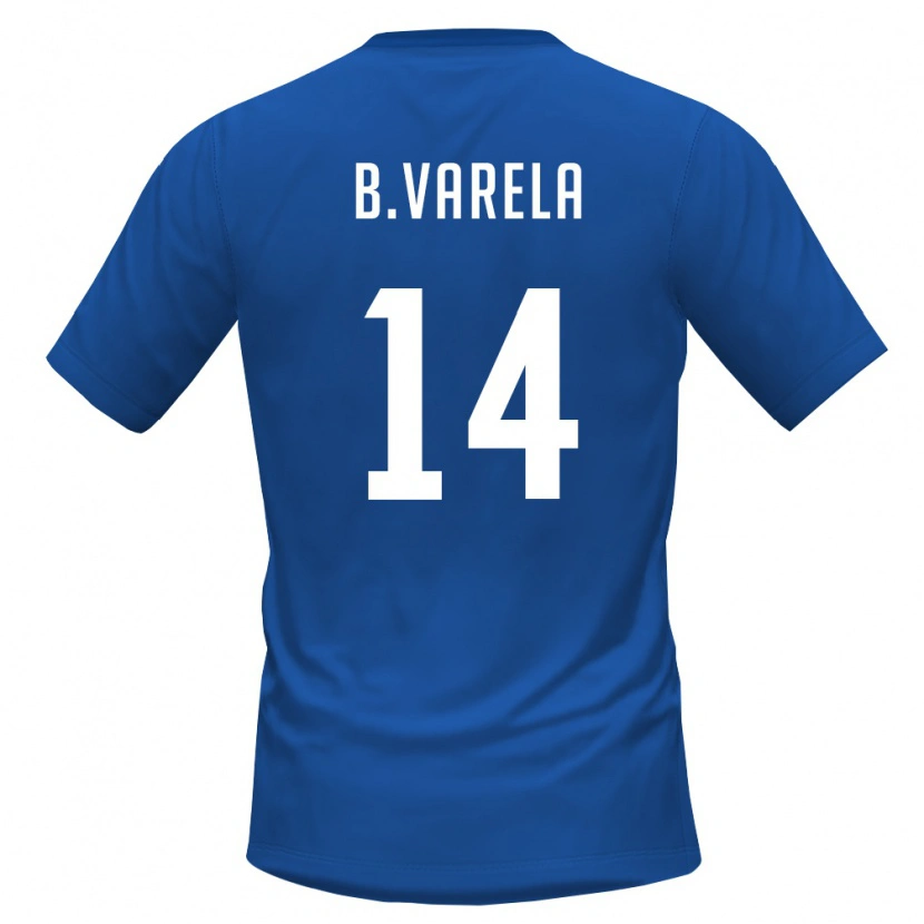 Danxen Hombre Camiseta Cabo Verde Bruno Varela #14 Azul Real Rojo 1ª Equipación 26-28 La Camisa México