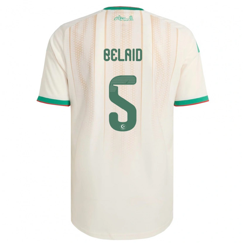 Danxen Hombre Camiseta Argelia Zineddine Belaid #5 Marfil Verde Rojo 1ª Equipación 26-28 La Camisa México