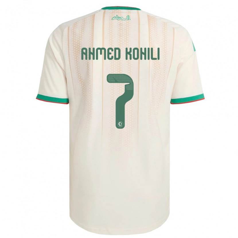 Danxen Hombre Camiseta Argelia Ben Ahmed Kohili #7 Marfil Verde Rojo 1ª Equipación 26-28 La Camisa México