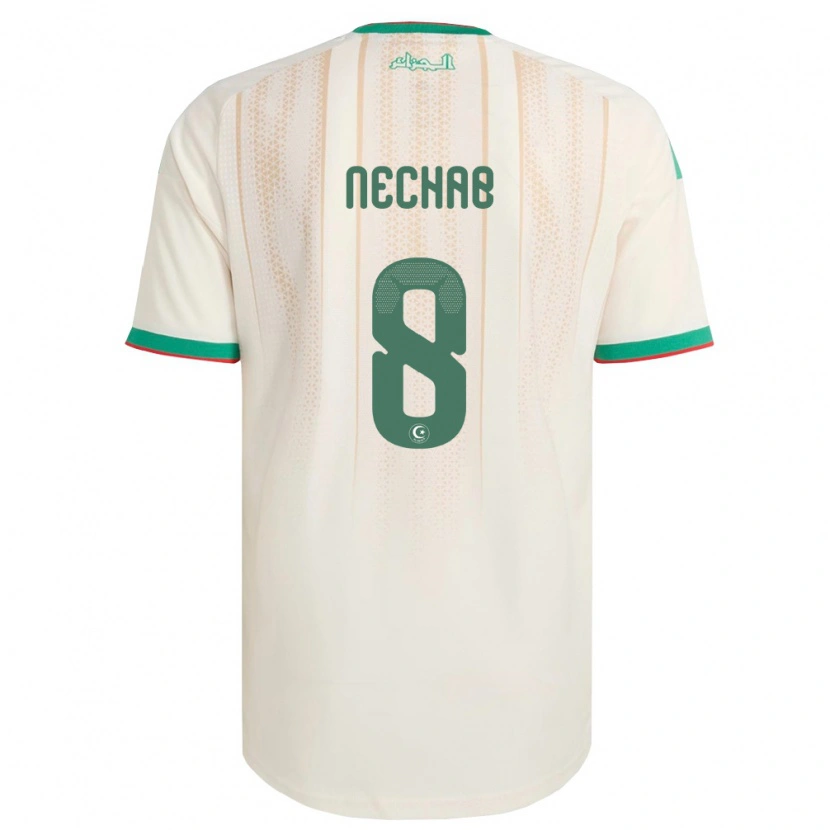 Danxen Hombre Camiseta Argelia Walid Nechab #8 Marfil Verde Rojo 1ª Equipación 26-28 La Camisa México