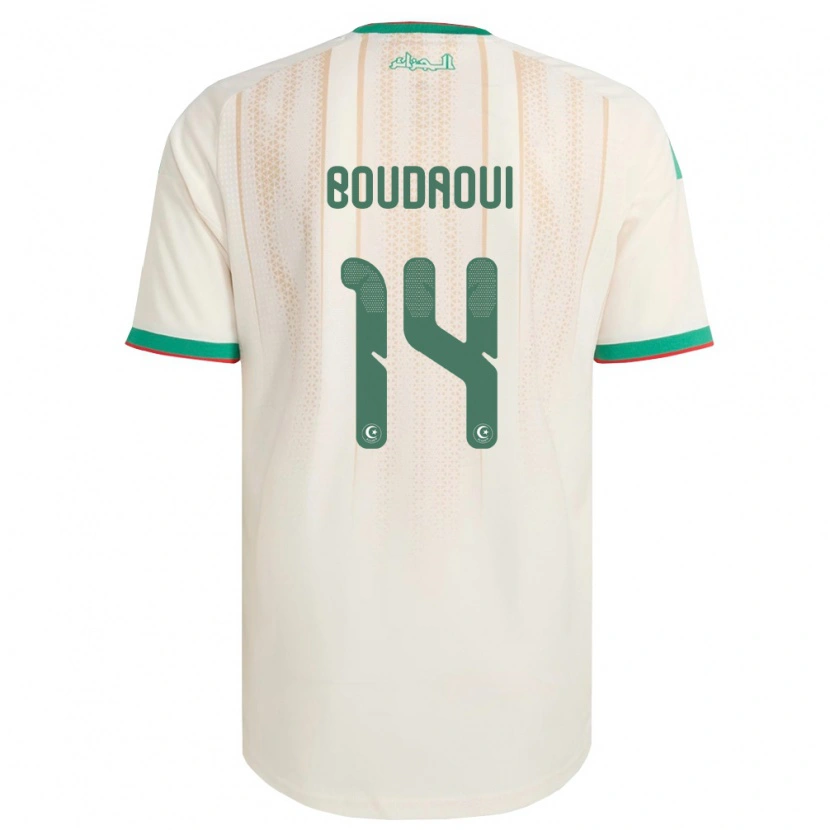 Danxen Hombre Camiseta Argelia Hicham Boudaoui #14 Marfil Verde Rojo 1ª Equipación 26-28 La Camisa México