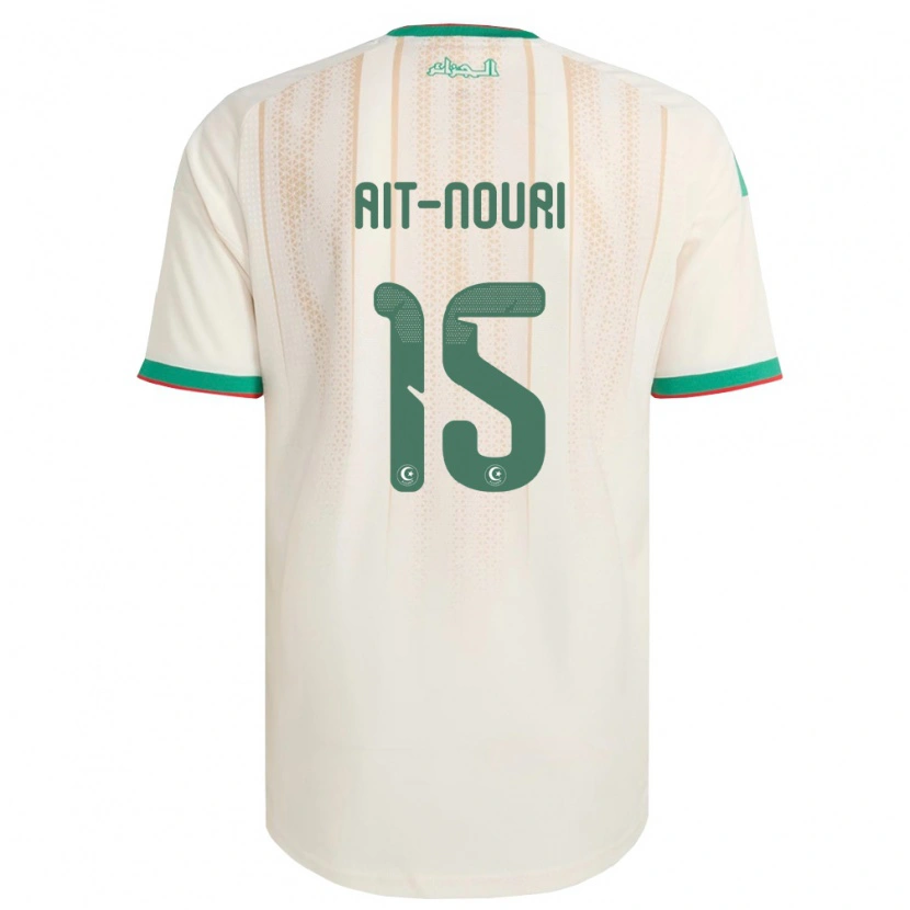 Danxen Hombre Camiseta Argelia Rayan Aït-Nouri #15 Marfil Verde Rojo 1ª Equipación 26-28 La Camisa México