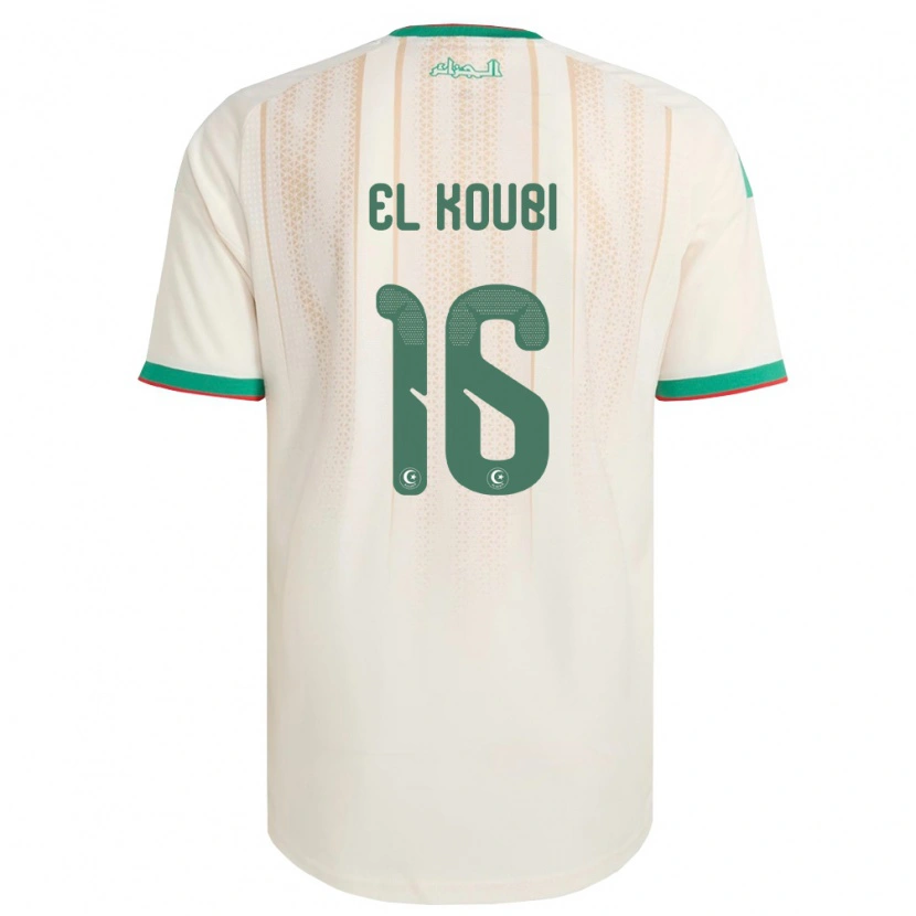 Danxen Hombre Camiseta Argelia Mohammed El Koubi #16 Marfil Verde Rojo 1ª Equipación 26-28 La Camisa México