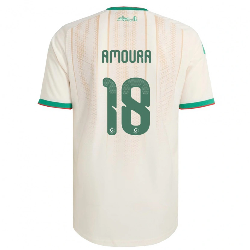 Danxen Hombre Camiseta Argelia Mohamed Amoura #18 Marfil Verde Rojo 1ª Equipación 26-28 La Camisa México