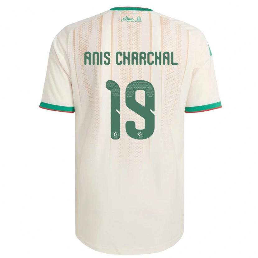 Danxen Hombre Camiseta Argelia Mohamed Anis Charchal #19 Marfil Verde Rojo 1ª Equipación 26-28 La Camisa México