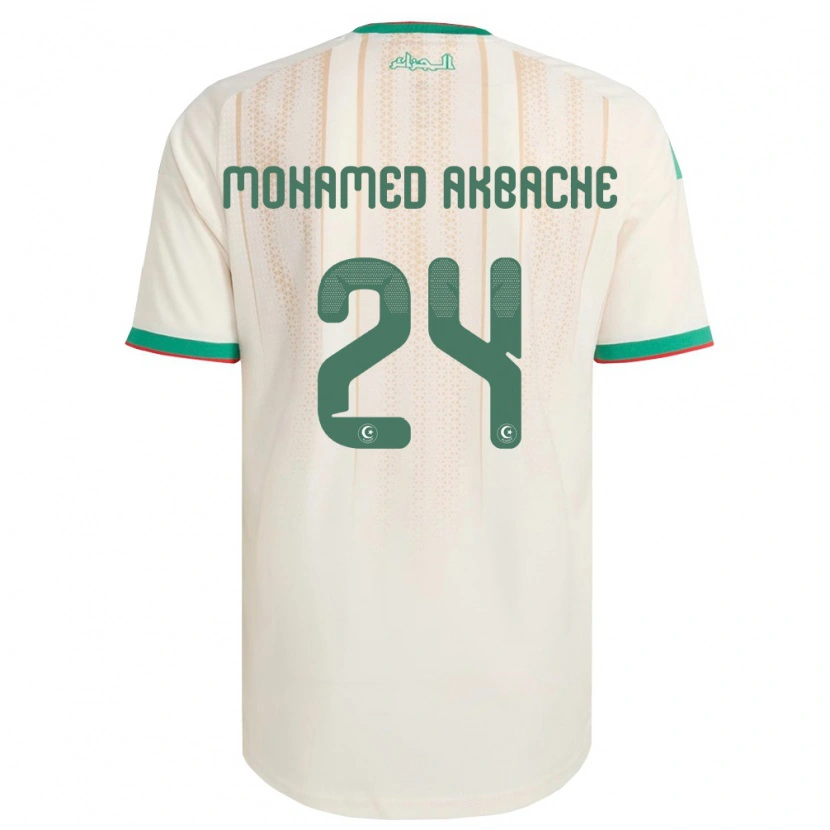 Danxen Hombre Camiseta Argelia Tahar Mohamed Akbache #24 Marfil Verde Rojo 1ª Equipación 26-28 La Camisa México