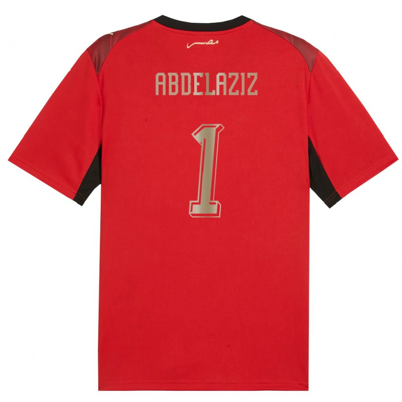 Danxen Hombre Camiseta Egipto Omar Abdelaziz #1 Rojo Negro Oro 1ª Equipación 26-28 La Camisa México