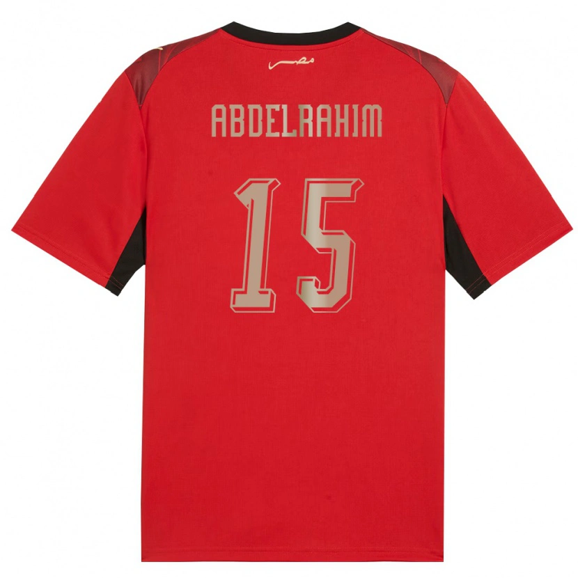 Danxen Hombre Camiseta Egipto Omar Abdelrahim #15 Rojo Negro Oro 1ª Equipación 26-28 La Camisa México