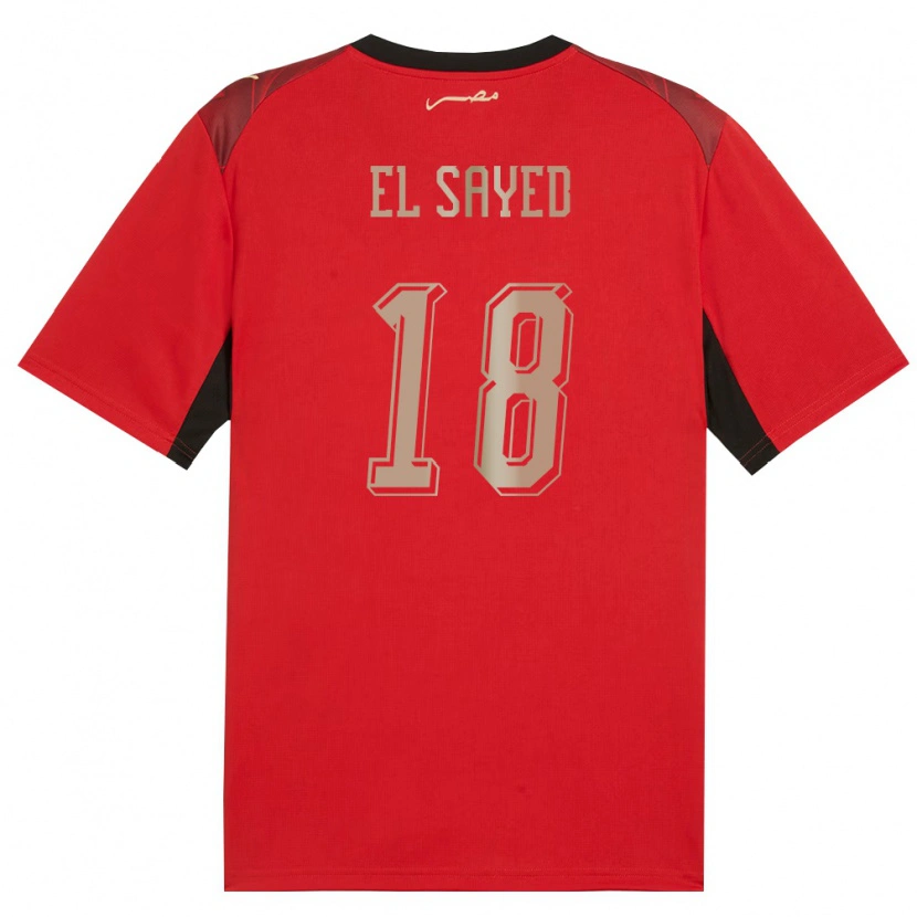 Danxen Hombre Camiseta Egipto Mohamed El Sayed #18 Rojo Negro Oro 1ª Equipación 26-28 La Camisa México