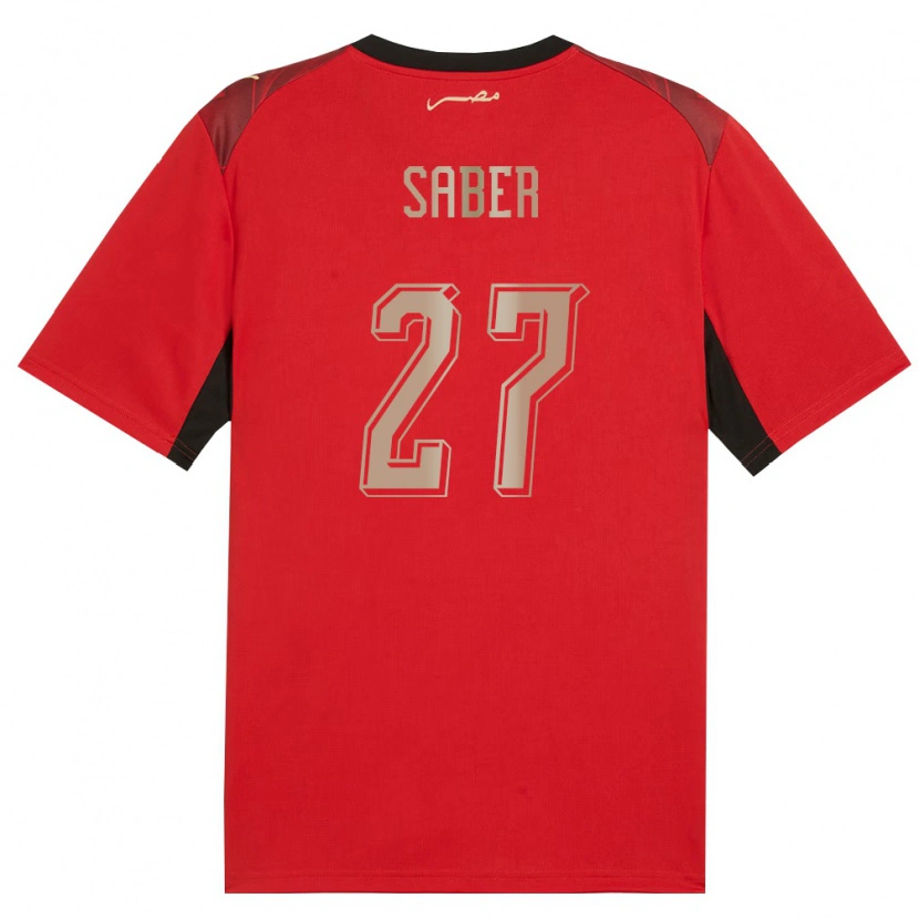 Danxen Hombre Camiseta Egipto Mahmoud Saber #27 Rojo Negro Oro 1ª Equipación 26-28 La Camisa México