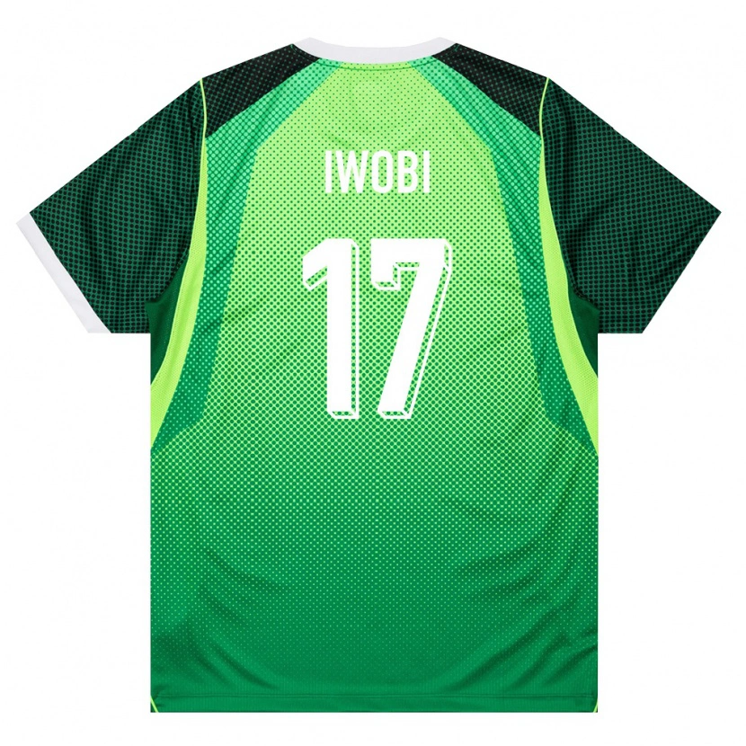 Danxen Hombre Camiseta Nigeria Alex Iwobi #17 Verde Blanco 1ª Equipación 26-28 La Camisa México