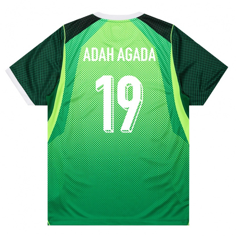 Danxen Hombre Camiseta Nigeria Charles Adah Agada #19 Verde Blanco 1ª Equipación 26-28 La Camisa México