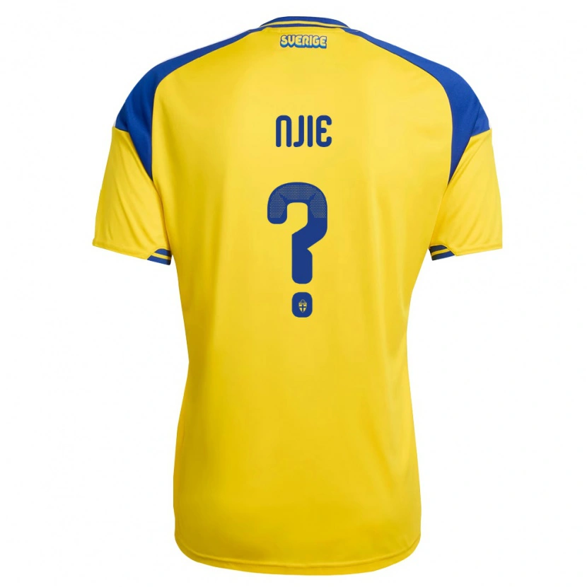 Danxen Hombre Camiseta Suecia Alieu Njie #0 Amarillo Azul Blanco 1ª Equipación 26-28 La Camisa México