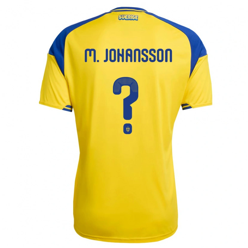 Danxen Hombre Camiseta Suecia Mijo Johansson #0 Amarillo Azul Blanco 1ª Equipación 26-28 La Camisa México