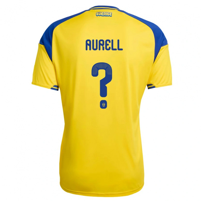 Danxen Hombre Camiseta Suecia Carl Aurell #0 Amarillo Azul Blanco 1ª Equipación 26-28 La Camisa México