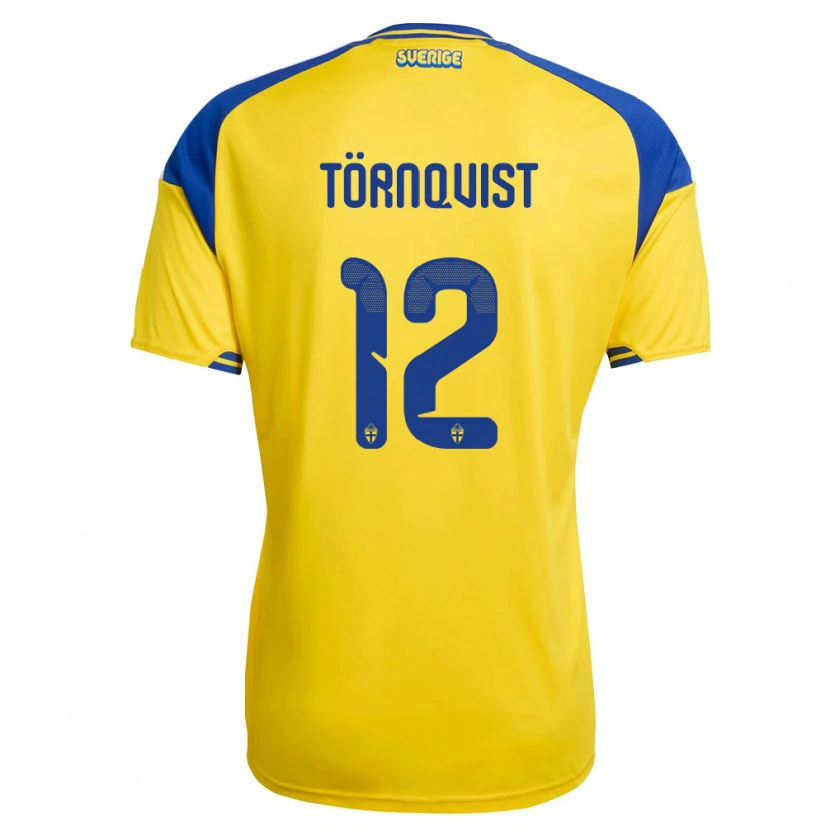 Danxen Hombre Camiseta Suecia Noel Törnqvist #12 Amarillo Azul Blanco 1ª Equipación 26-28 La Camisa México
