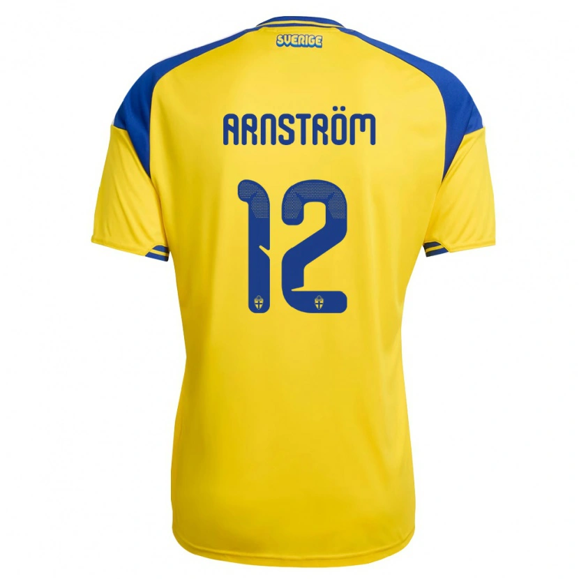Danxen Hombre Camiseta Suecia Vincent Arnström #12 Amarillo Azul Blanco 1ª Equipación 26-28 La Camisa México