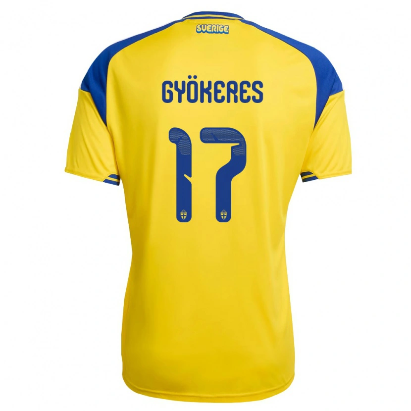 Danxen Hombre Camiseta Suecia Viktor Gyökeres #17 Amarillo Azul Blanco 1ª Equipación 26-28 La Camisa México