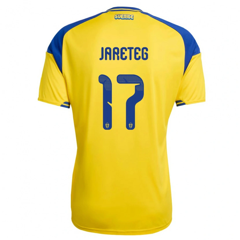 Danxen Hombre Camiseta Suecia Linus Järeteg #17 Amarillo Azul Blanco 1ª Equipación 26-28 La Camisa México