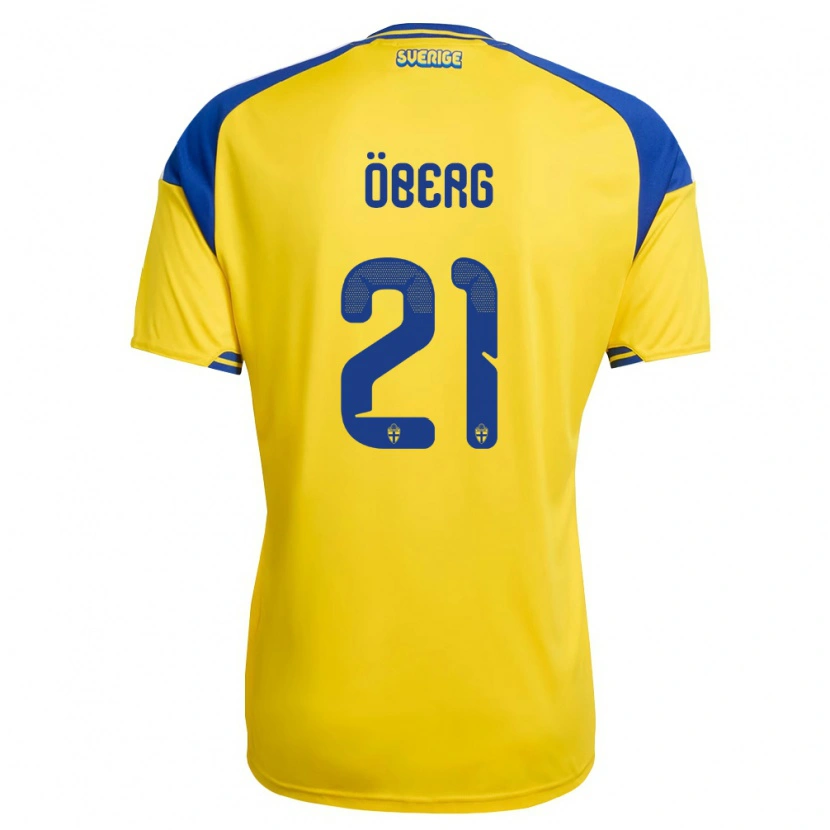 Danxen Hombre Camiseta Suecia Milian Öberg #21 Amarillo Azul Blanco 1ª Equipación 26-28 La Camisa México
