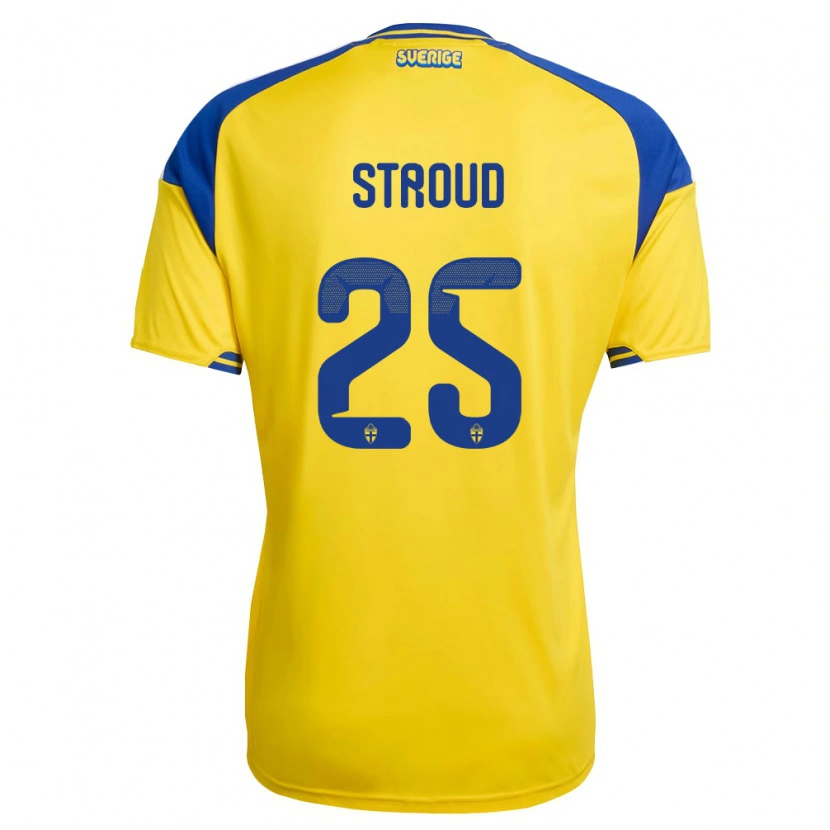 Danxen Hombre Camiseta Suecia Elliot Stroud #25 Amarillo Azul Blanco 1ª Equipación 26-28 La Camisa México