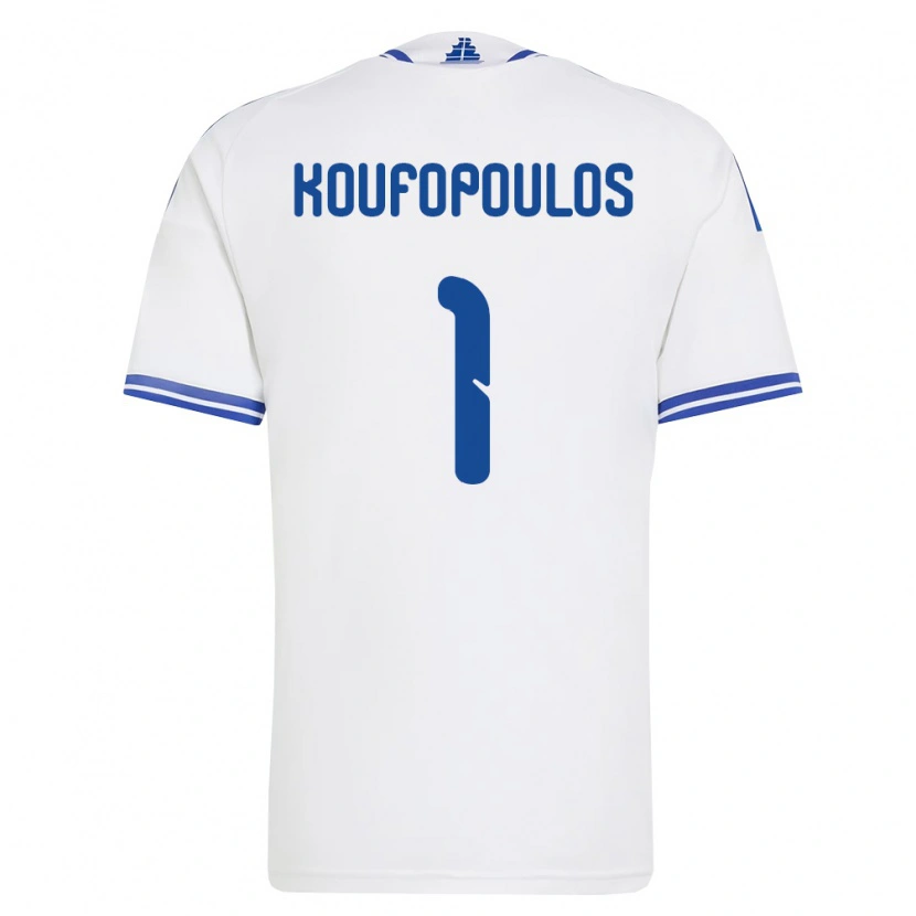 Danxen Hombre Camiseta Grecia Vasilios Koufopoulos #1 Blanco Azul 1ª Equipación 26-28 La Camisa México
