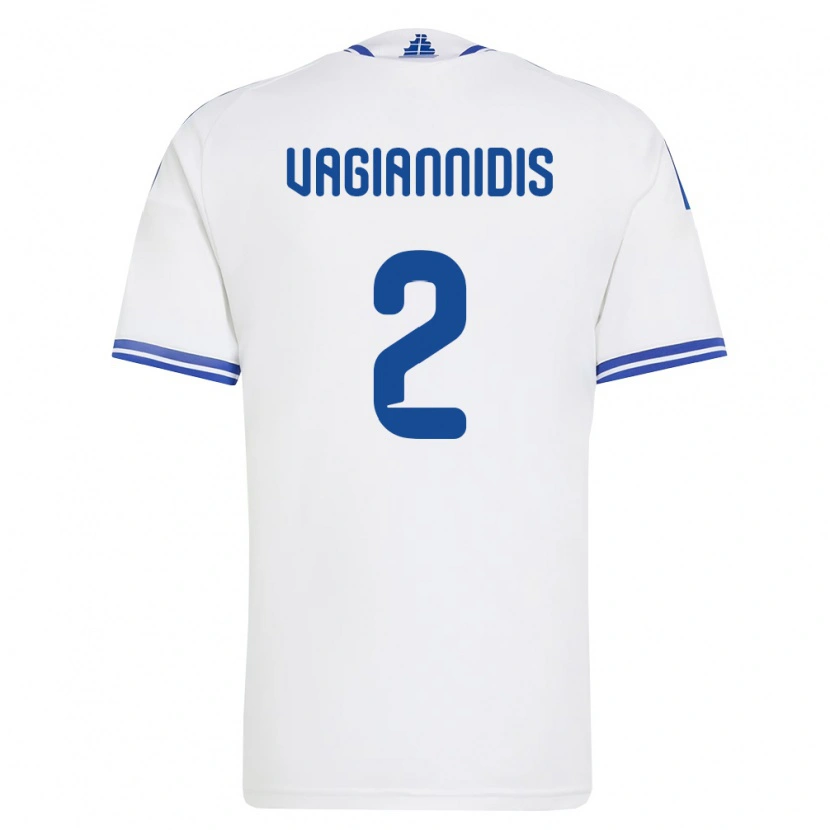 Danxen Hombre Camiseta Grecia Georgios Vagiannidis #2 Blanco Azul 1ª Equipación 26-28 La Camisa México