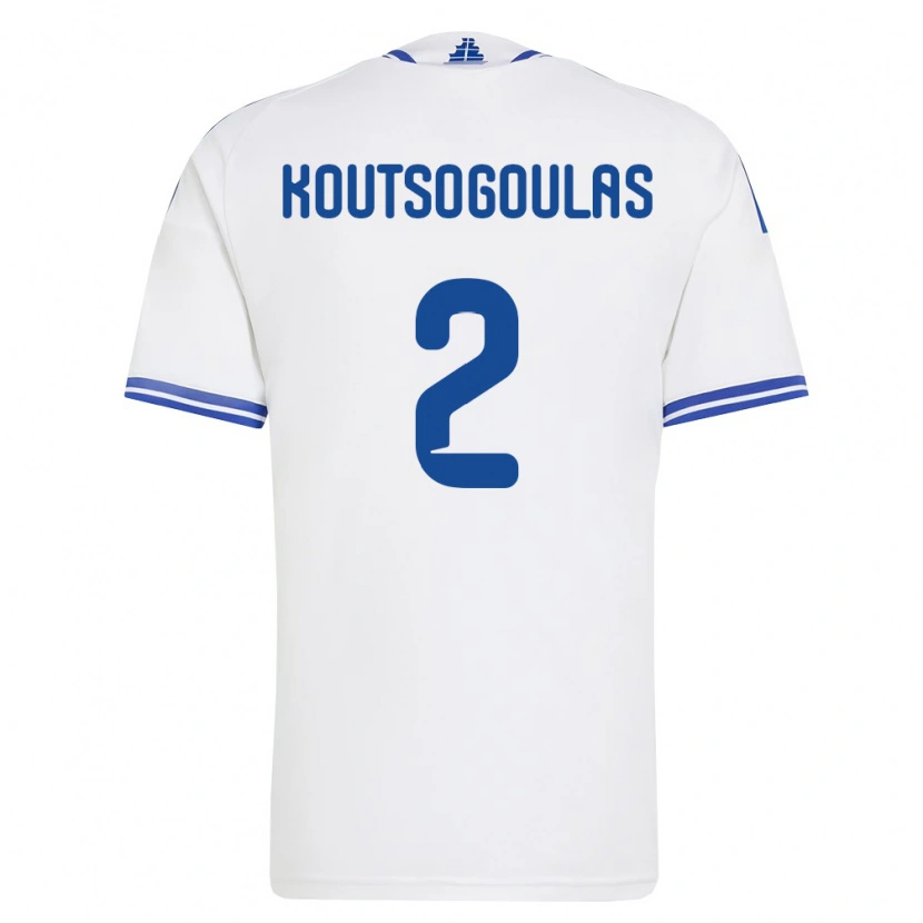 Danxen Hombre Camiseta Grecia Athanasios Koutsogoulas #2 Blanco Azul 1ª Equipación 26-28 La Camisa México