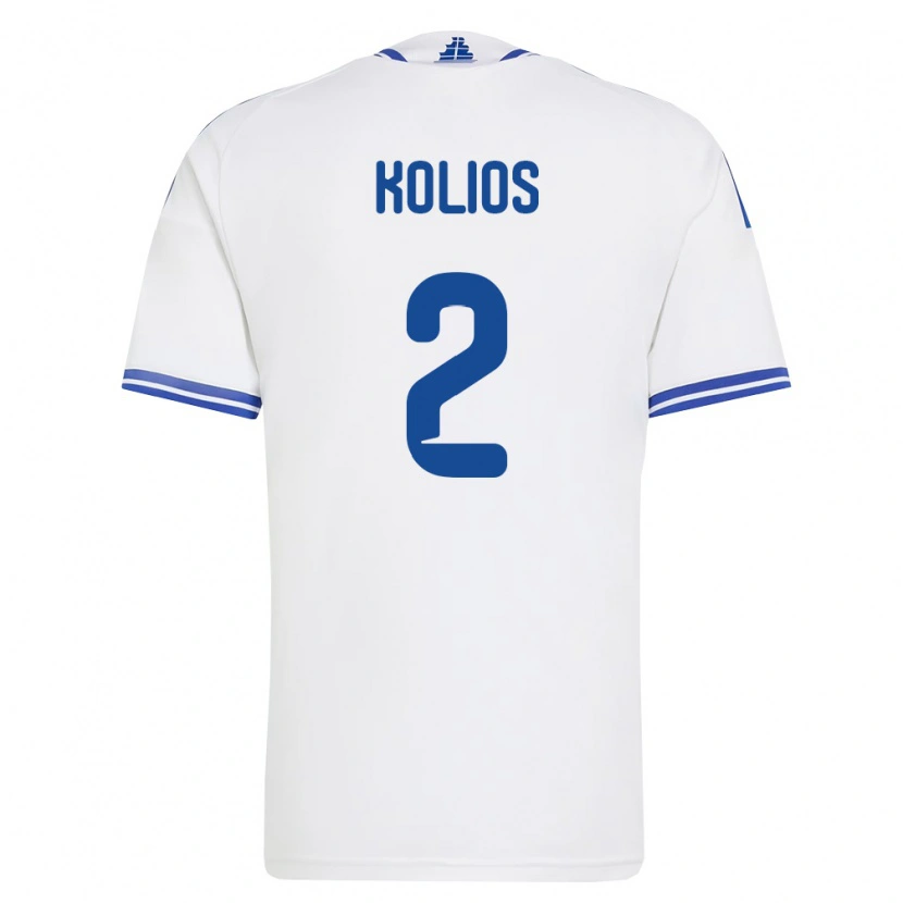 Danxen Hombre Camiseta Grecia Angelos Kolios #2 Blanco Azul 1ª Equipación 26-28 La Camisa México