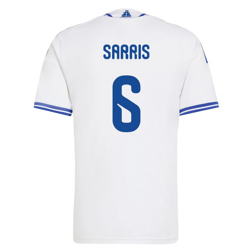 Danxen Hombre Camiseta Grecia Giannis Sarris #6 Blanco Azul 1ª Equipación 26-28 La Camisa México
