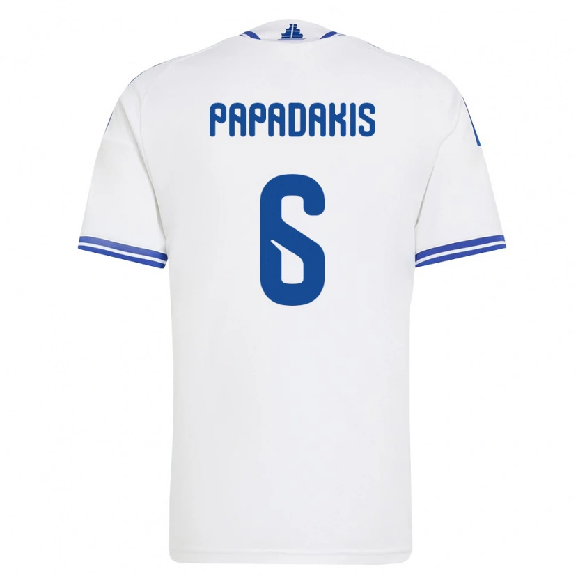 Danxen Hombre Camiseta Grecia Konstantinos Papadakis #6 Blanco Azul 1ª Equipación 26-28 La Camisa México