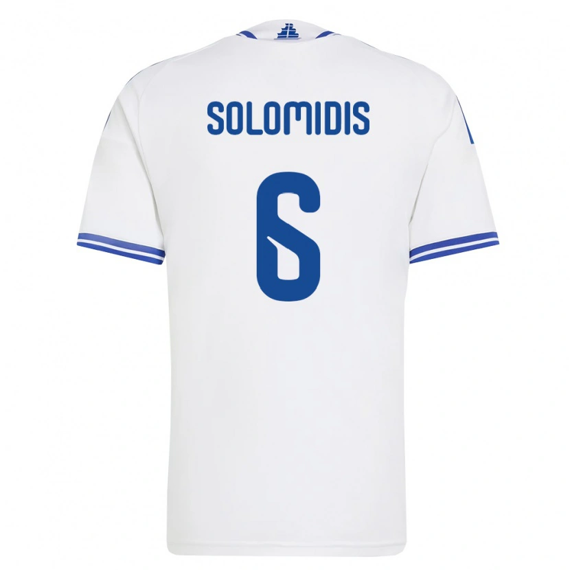 Danxen Hombre Camiseta Grecia Fotios Solomidis #6 Blanco Azul 1ª Equipación 26-28 La Camisa México