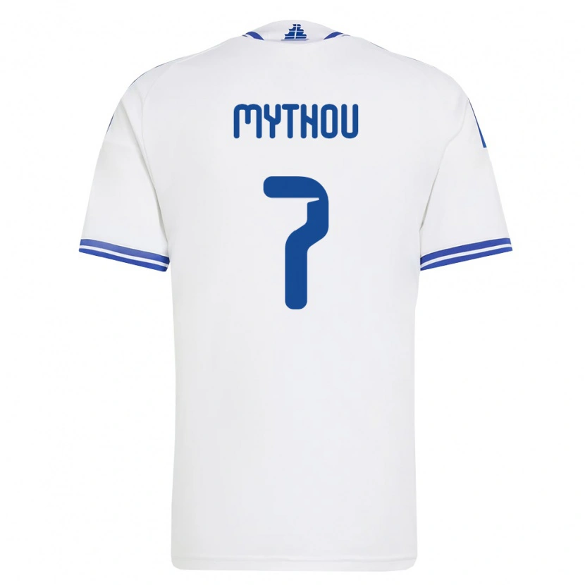Danxen Hombre Camiseta Grecia Anestis Mythou #7 Blanco Azul 1ª Equipación 26-28 La Camisa México