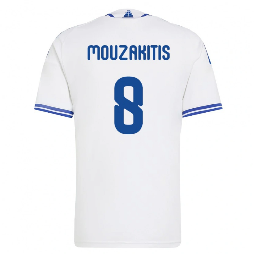 Danxen Hombre Camiseta Grecia Christos Mouzakitis #8 Blanco Azul 1ª Equipación 26-28 La Camisa México
