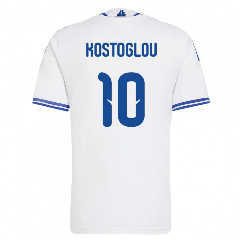 Danxen Hombre Camiseta Grecia Christos Kostoglou #10 Blanco Azul 1ª Equipación 26-28 La Camisa México