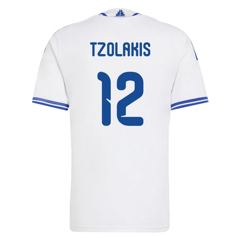 Danxen Hombre Camiseta Grecia Konstantinos Tzolakis #12 Blanco Azul 1ª Equipación 26-28 La Camisa México