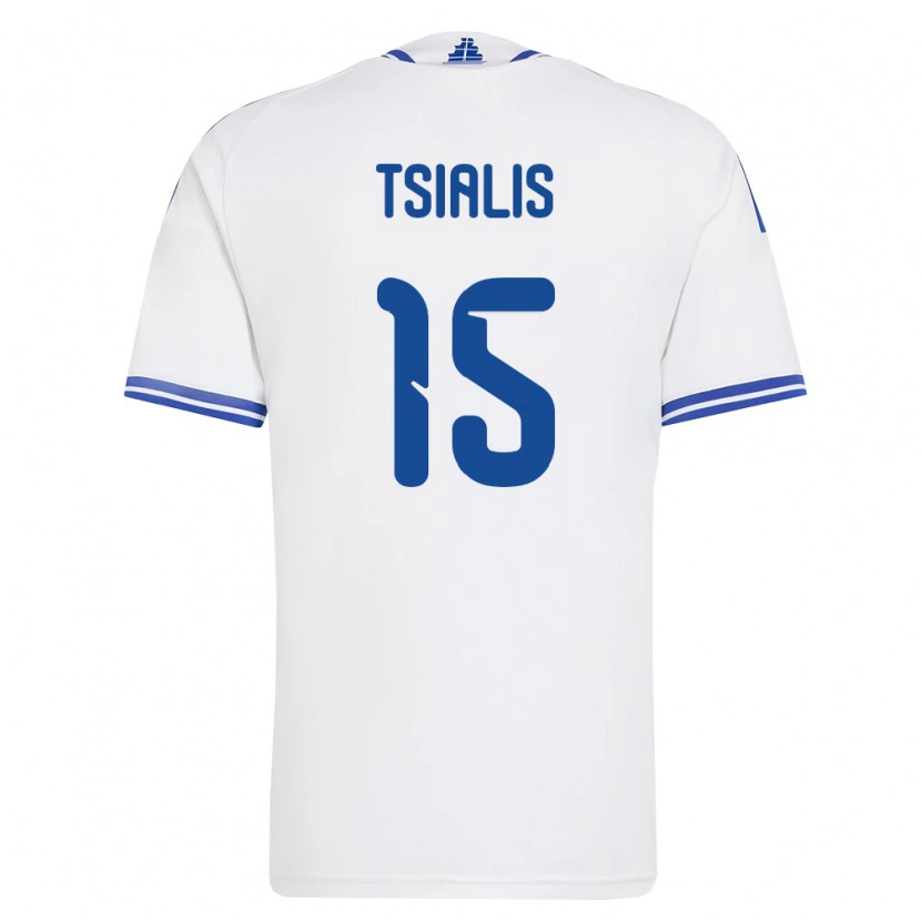 Danxen Hombre Camiseta Grecia Giannis Tsialis #15 Blanco Azul 1ª Equipación 26-28 La Camisa México