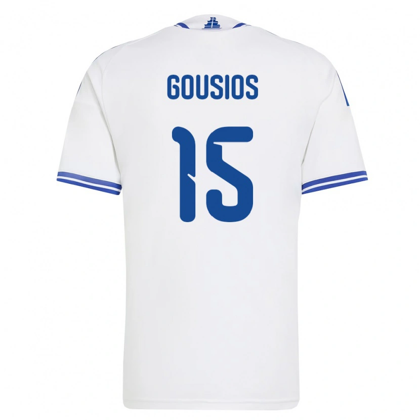 Danxen Hombre Camiseta Grecia Georgios Gousios #15 Blanco Azul 1ª Equipación 26-28 La Camisa México