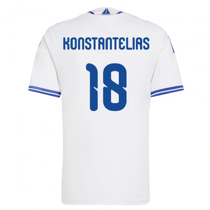 Danxen Hombre Camiseta Grecia Giannis Konstantelias #18 Blanco Azul 1ª Equipación 26-28 La Camisa México