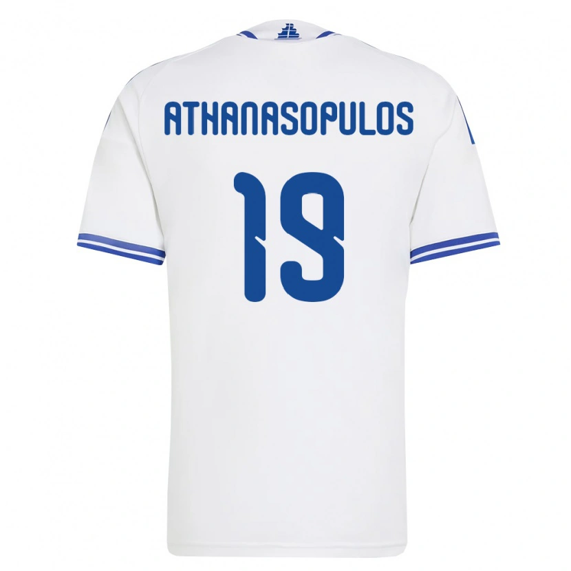 Danxen Hombre Camiseta Grecia Giannis Athanasopulos #19 Blanco Azul 1ª Equipación 26-28 La Camisa México