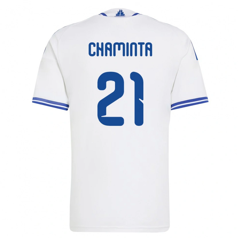 Danxen Hombre Camiseta Grecia Angelos Chaminta #21 Blanco Azul 1ª Equipación 26-28 La Camisa México