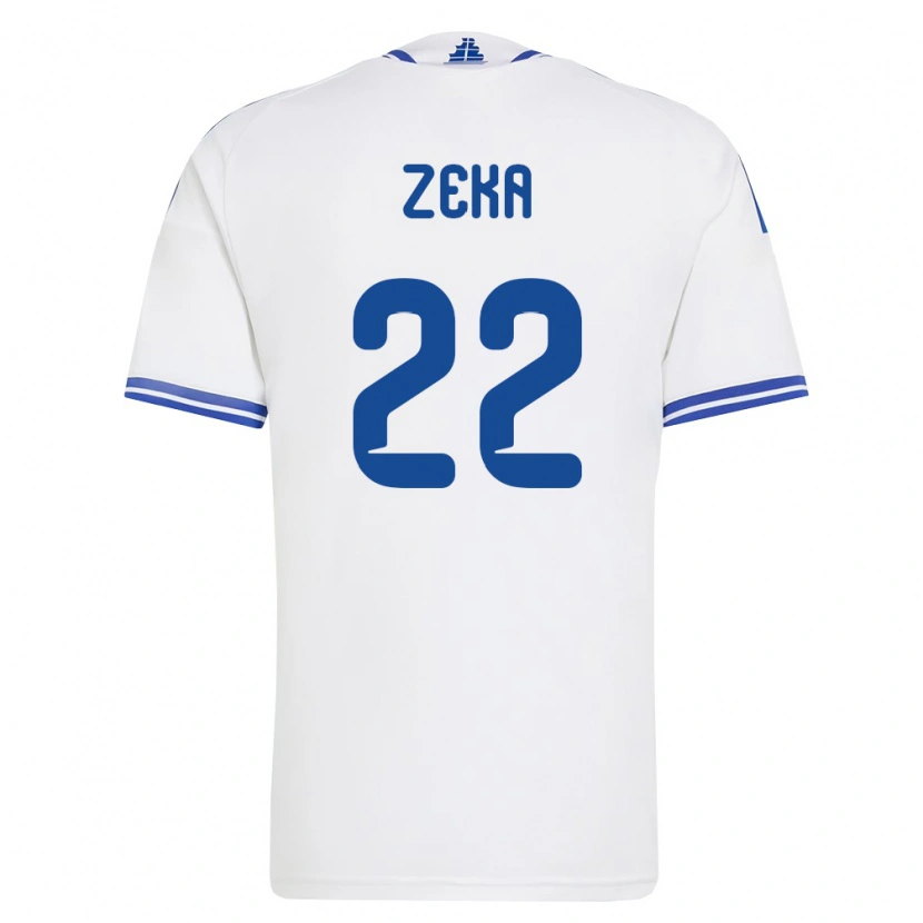 Danxen Hombre Camiseta Grecia Rushit Zeka #22 Blanco Azul 1ª Equipación 26-28 La Camisa México