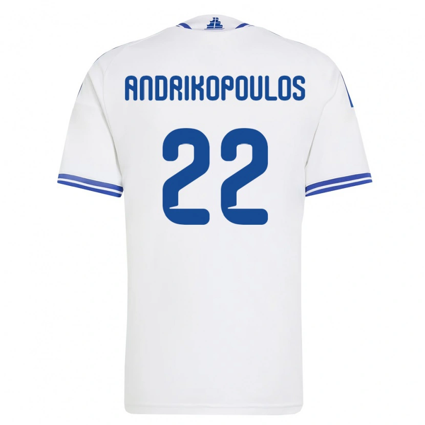 Danxen Hombre Camiseta Grecia Angelos Andrikopoulos #22 Blanco Azul 1ª Equipación 26-28 La Camisa México