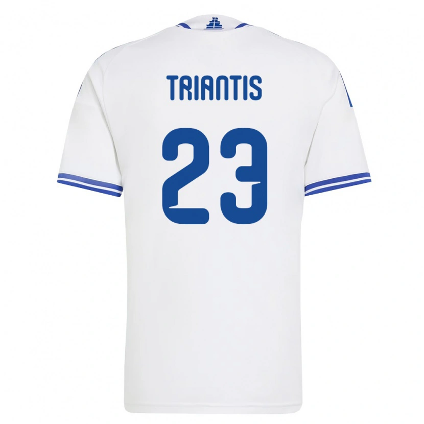 Danxen Hombre Camiseta Grecia Nectarios Triantis #23 Blanco Azul 1ª Equipación 26-28 La Camisa México