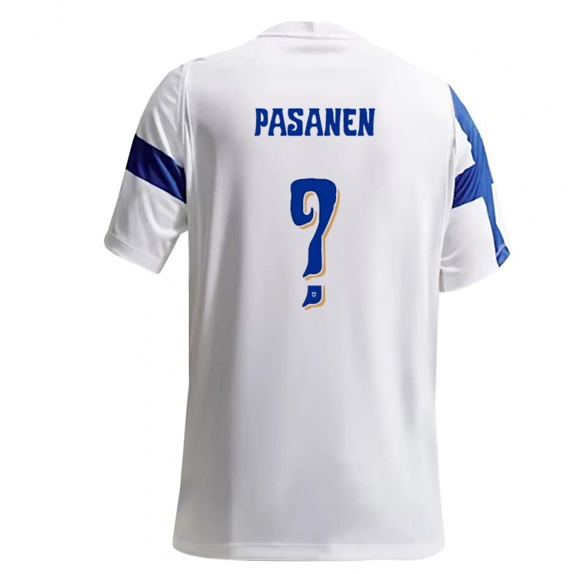 Danxen Hombre Camiseta Finlandia Samuel Pasanen #0 Blanco Azul 1ª Equipación 26-28 La Camisa México