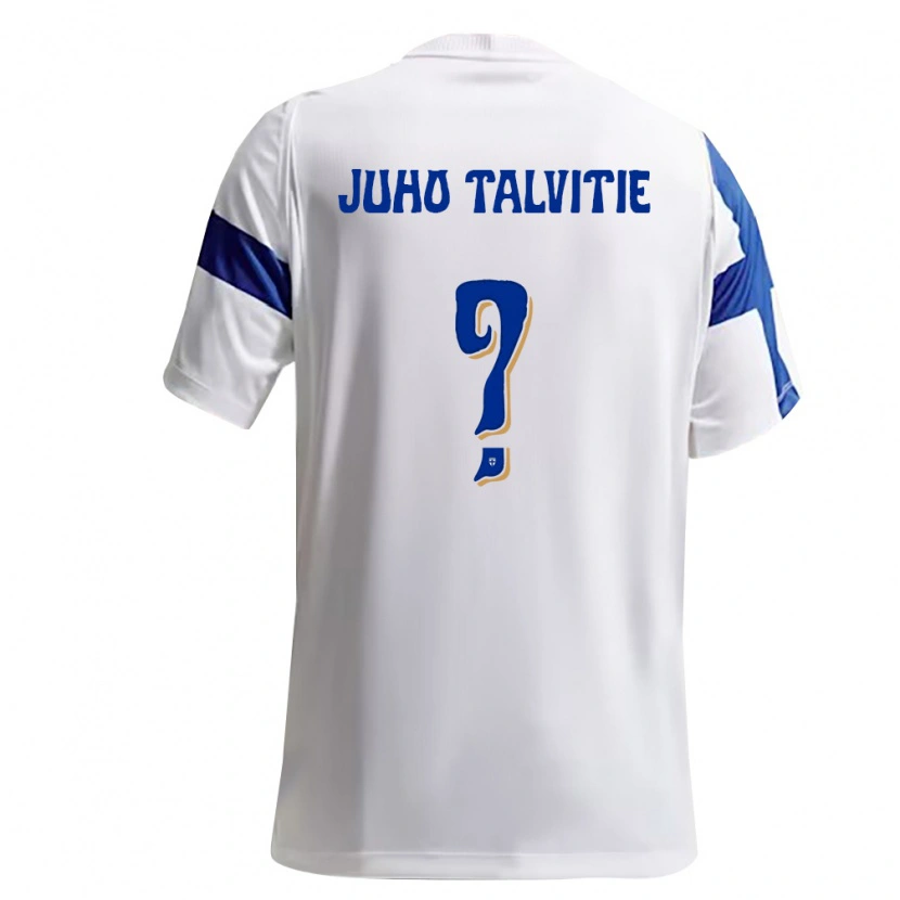 Danxen Hombre Camiseta Finlandia Juho Talvitie #0 Blanco Azul 1ª Equipación 26-28 La Camisa México