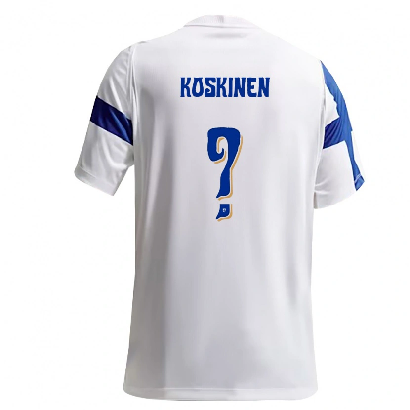 Danxen Hombre Camiseta Finlandia Roni Koskinen #0 Blanco Azul 1ª Equipación 26-28 La Camisa México