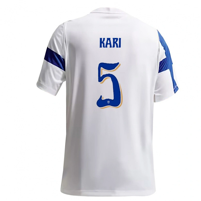 Danxen Hombre Camiseta Finlandia Jere Kari #5 Blanco Azul 1ª Equipación 26-28 La Camisa México