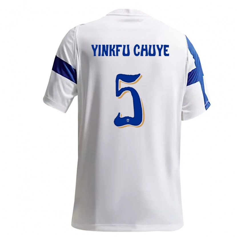 Danxen Hombre Camiseta Finlandia Miguel Yinkfu Chuye #5 Blanco Azul 1ª Equipación 26-28 La Camisa México